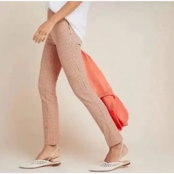 Anthropologie The Essential Slim Plaid Check High Rise Ankle Pants Size 4 - Picture 3 of 8
